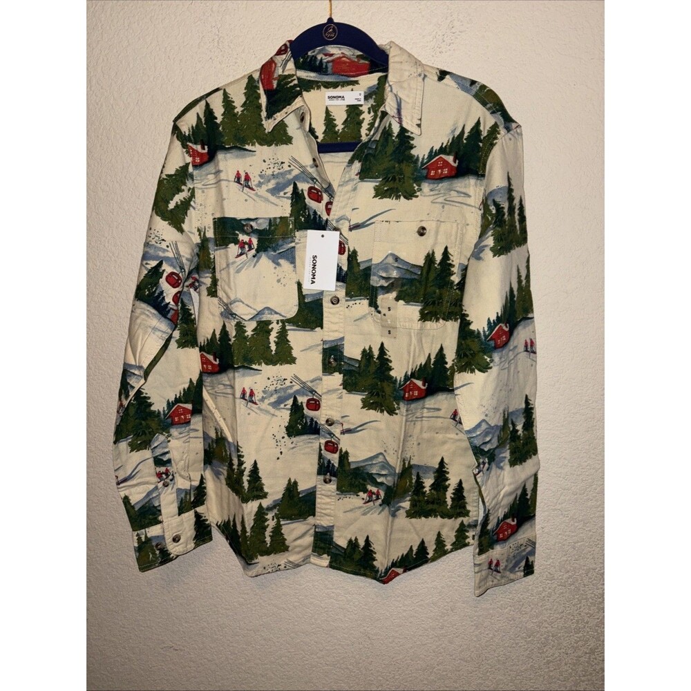 New Ski Resort Cabin Flannel Button Shirt Mountains Supersoft Holiday Gorp S LS